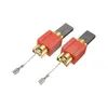Two carbon brushes with red plastic holders and silver wire connectors against a white background. Produktbild-Vorschau