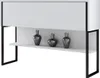 A white cabinet with a shelf displaying three dark gray vases. Anteprima dell’immagine prodotto