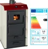 A wood-burning stove with an energy efficiency label. Podgląd zdjęcia produktu