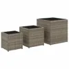 Langlebige Pflanzkübel 3 Stk. Grau Poly Rattan Pflanzkübel Produktbild-Vorschau 2
