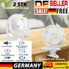 2 STK USB Tischventilator Mini Clip Fan mit Batterie Tisch Produktbild-Vorschau 1