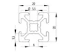 Länge 800mm - Aluminiumprofil 20x20L B-Typ Nut 6 (leicht), Produktbild-Vorschau 2