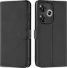 A black flip case for a smartphone is shown from two angles, open and closed. Produktbild-Vorschau