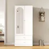 MODFU Kleiderschrank Weiß mit Spiegel,80×40×180 Produktbild-Vorschau 4