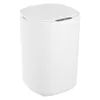 A white automatic trash can with a lid. Podgląd zdjęcia produktu