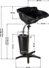 A diagram showing the dimensions of a portable hair washing station. Produktbild-Vorschau