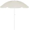A beige beach umbrella with a white pole against a white background. Voir les images du produit
