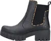 A side view of a black Chelsea boot with a leopard print lining. Podgląd zdjęcia produktu
