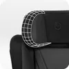 Close-up of a black car seat headrest with a white wireframe overlay highlighting its shape and support. Náhled obrázku produktu