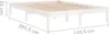 A white wooden bed frame with dimensions indicated by text overlays. Voir les images du produit