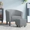 vidaXL Clubsessel mit Fußhocker Hellgrau Stoff Produktbild-Vorschau 2