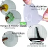 Instructions for applying a hook to a wall. Produktbild-Vorschau