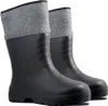A pair of black rubber boots with gray felt liners. Anteprima dell’immagine prodotto
