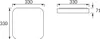 Technical drawing showing the dimensions of a square-shaped light fixture with rounded corners. Podgląd zdjęcia produktu