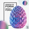 A 3D printed dragon egg with a multicolor gradient finish, set against a light gray and white background with graphic elements. Produktbild-Vorschau