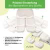 Close-up of a white chair's leg rest, showing its adjustable features and extension. Produktbild-Vorschau