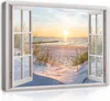 Leinwand Bilder Fensterbilck Meer Strand - 100x75 cm - Produktbild-Vorschau 1