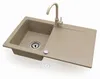 Granitspüle 76x44 cm mit Beige Armatur – Küchenspüle aus Produktbild-Vorschau 2