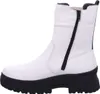 A side view of a white Rieker Chelsea boot with a black sole and black zipper. Náhled obrázku produktu