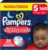 A package of Pampers night pants with a baby's face visible on the right. Produktbild-Vorschau