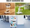 Collage showing a mobile cart in different settings: a kitchen, outdoors, and a laboratory. Produktbild-Vorschau