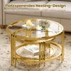 STILVORA Runden Couchtisch Set Gold, Beistelltisch Set Produktbild-Vorschau 5