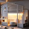 Hochbett 90 × 200 cm mit LED, hausförmigem Design, Produktbild-Vorschau 4
