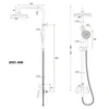 Technical drawings of a shower system with dimensions. Anteprima dell’immagine prodotto