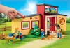 A Playmobil "Tierhotel Pftchen" playset is shown outdoors with children and dogs. Produktbild-Vorschau
