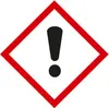 A hazard symbol with an exclamation mark inside a red diamond. Voir les images du produit