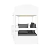 A white bunk bed with gray cushions and pillows. Produktbild-Vorschau