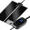 A black heating mat with a digital thermostat and display. Voir les images du produit