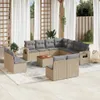 12-tlg. Garten-Sofagarnitur mit Kissen Beige Poly Rattan Produktbild-Vorschau 2