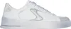A side view of a white Skechers sneaker with silver accents. Produktbild-Vorschau