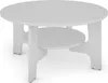 A white round coffee table with a lower shelf, shown from a slightly elevated angle against a white background. Produktbild-Vorschau