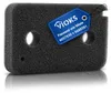 A black foam filter with a blue tag attached. Produktbild-Vorschau