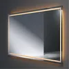 A modern illuminated mirror mounted on a dark gray wall. Anteprima dell’immagine prodotto