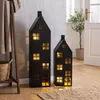 2er Set Laterne Haus 65-95cm Metall Schwarz Deko Windlicht Produktbild-Vorschau 4