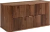 A dark brown, wooden vanity cabinet with two drawers and gold handles, shown against a white background. Náhled obrázku produktu