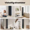 A collage of four images showing a vertical design radiator in different room settings. Voir les images du produit