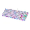 A white mechanical gaming keyboard with RGB backlighting is shown against a white background. Produktbild-Vorschau