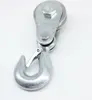A metal pulley with a hook is shown against a white background. Podgląd zdjęcia produktu