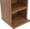 A close-up view of a wooden shelf unit. Voir les images du produit