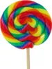 A single rainbow-colored spiral lollipop on a white background. Produktbild-Vorschau