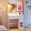 Schminktisch mit LED-Spiegel & Vitrine | 90 cm breit | USB Produktbild-Vorschau 2