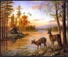 Diamantmalerei: Hirsch am See im Morgengrauen (30 x 40 cm) Produktbild-Vorschau 1