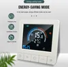 A digital thermostat is shown with feature callouts and text. Voir les images du produit