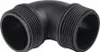 A black plastic elbow pipe fitting with male threads on both ends. Náhled obrázku produktu