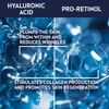 Abstract representation of molecules and scientific elements, with text overlays describing product benefits. Produktbild-Vorschau