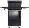A front view of a black gas grill with silver accents, shown on a white background. Náhled obrázku produktu